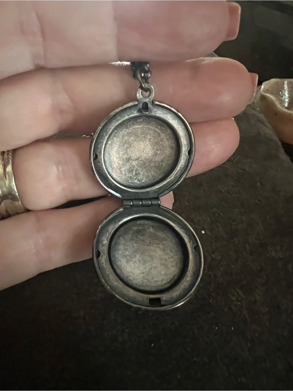 Catherine Popesco Dark Silver 'PARIS' Engraved Locket Necklace